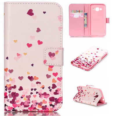 

Pink Heart Design PU Leather Flip Cover Wallet Card Holder Case for SAMSUNG GALAXY J2