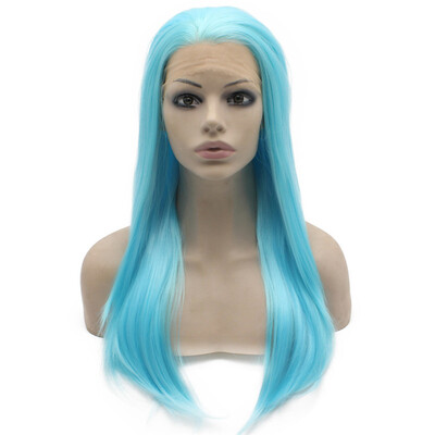 

Iwona Synthetic Hair Lace Front Long Stright Light Blue Wig