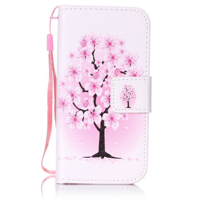 

Peach Blossom Design PU Leather Flip Cover Wallet Card Holder Case for Apple iPhone 5C