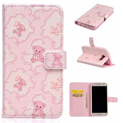 

Little bear Design PU Leather Flip Cover Wallet Card Holder Case for SAMSUNG GALAXY S7 Plus