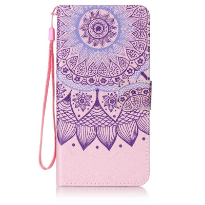 

Purple Sunflower Design PU Leather Flip Cover Wallet Card Holder Case for Huawei Y6 II