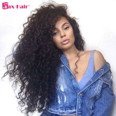 

Long Glueless Lace Front Wig Deep Wave 180% Density Virgin Lace Front Human Hair Wigs With Baby Hair For Black Women Zax H