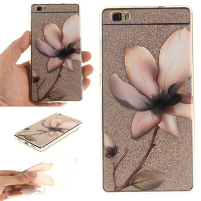 

Magnolia flower Pattern Soft Thin TPU Rubber Silicone Gel Case Cover for HUAWEI P8 LITE