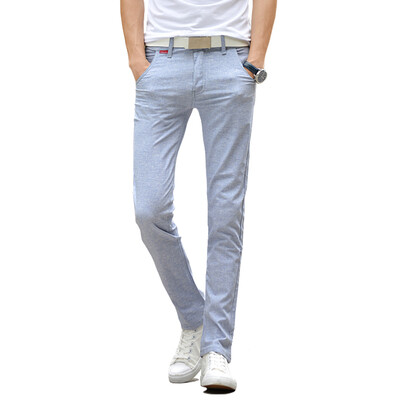 

GEEDO Casual Pants Men 's Flax Slim Casual Pants Long Pants 2017 Khaki 29