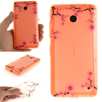 

Up and down plum blossom Pattern Soft Thin TPU Rubber Silicone Gel Case Cover for Nokia Lumia 630