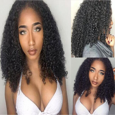 

Glueless lace front kinky curly wig with baby hair brazilian hair curly wig short curly lace front human hair wigs black women