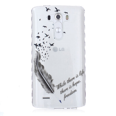 

Feathers&birds Pattern Soft Thin TPU Rubber Silicone Gel Case Cover for LG G3
