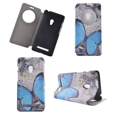 

Blue Butterfly Design PU Leather Flip Cover Wallet Card Holder Case for Asus Zenfone 5