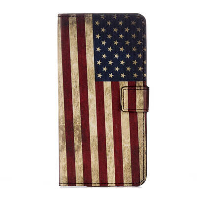 

USA Flag Design PU Leather Flip Cover Wallet Card Holder Case for Huawei mate 9