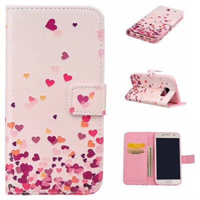 

Pink Heart Design PU Leather Flip Cover Wallet Card Holder Case for SAMSUNG Galaxy S7 Plus