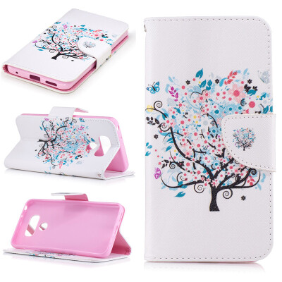 

Small tree Design PU Leather Flip Cover Wallet Card Holder Case for LG G6