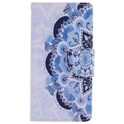 

Blue Flower Design PU Leather Flip Cover Wallet Card Holder Case for SAMSUNG J5Prime