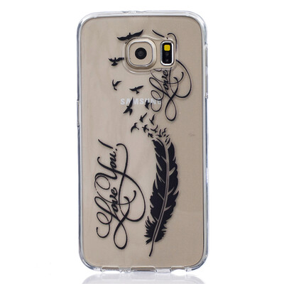 

LOVE Feathers Pattern Soft Thin TPU Rubber Silicone Gel Case Cover for SAMSUNG GALAXY S6