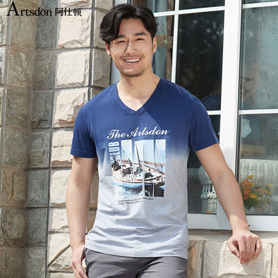 

Футболка с коротким рукавом Aston Men Fashion Print Slim T-Shirt Tide Blue 175 / L A15211465