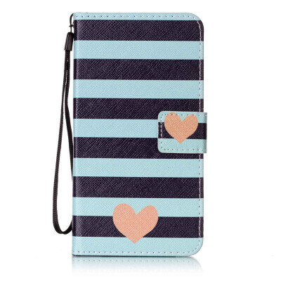 

Blue Stripes Design PU Leather Flip Cover Wallet Card Holder Case for Wiko Fever 4G