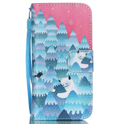 

snowman Design PU Leather Flip Cover Wallet Card Holder Case for IPHONE 5