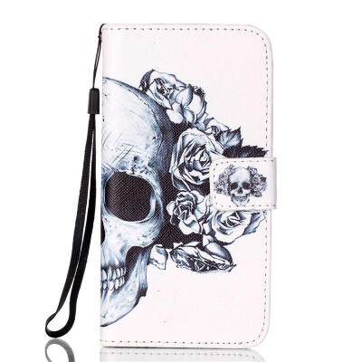 

Skull Design PU Leather Flip Cover Wallet Card Holder Case for LG K7