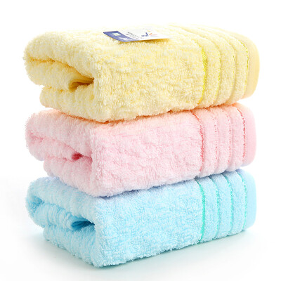 

Gold cotton towel GA1079 red yellow&blue mixed with three pieces of bamboo yarn to mention satin towel 70 33cm 90g