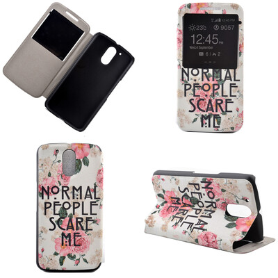 

Rose Flower Design PU Leather Flip Cover Wallet Card Holder Case for Moto G4
