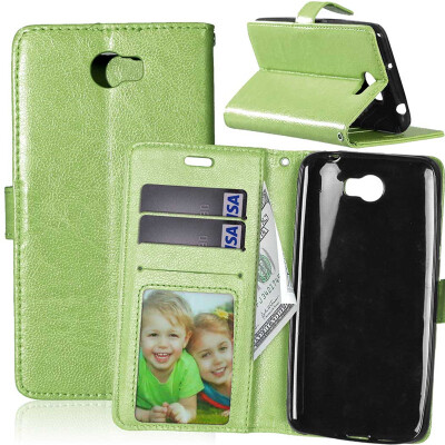 

Green Style Classic Flip Cover with Stand Function and Credit Card Slot for HUAWEI Y5 II