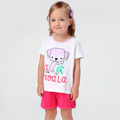 

Xin Song children 's suits girls koala patch embroidered T - shirt shorts suit B149A white rose 90