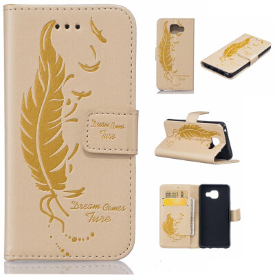 

Golden Plumes and birds Embossed PU Leather Wallet Case Classic Flip Cover with Stand Function and Credit Card Slot for SAMSUNG Ga