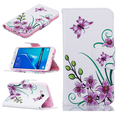 

Pink butterfly Design PU Leather Flip Cover Wallet Card Holder Case for SAMSUNG Galaxy J7 2016/J710