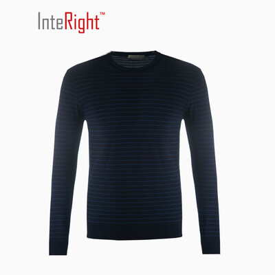 

Men 's long - sleeved sweater rose red stripes L code