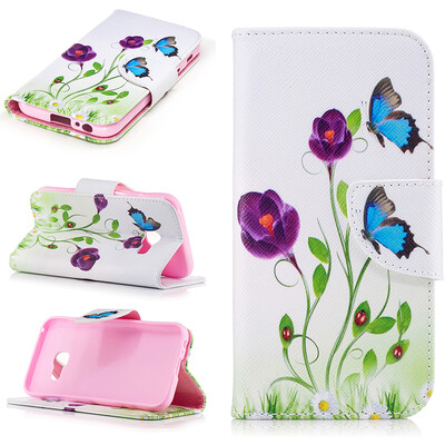 

Blue butterfly Design PU Leather Flip Cover Wallet Card Holder Case for SAMSUNG Galaxy A3 2017A320
