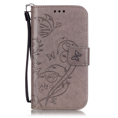 

Gray Flower Design PU Leather Flip Cover Wallet Card Holder Case for SAMSUNG S3