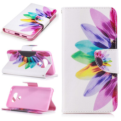 

Seven color flowers Design PU Leather Flip Cover Wallet Card Holder Case for LG G6