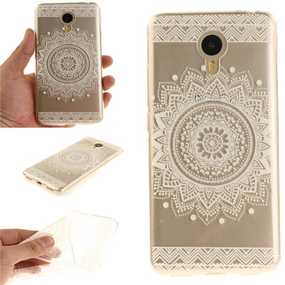 

White mandala Pattern Soft Thin TPU Rubber Silicone Gel Case Cover for MEIZU Note 3