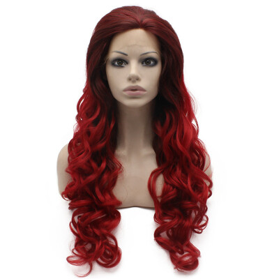 

Long Wavy Red Two Tone Lace Front Ombre Tone Wig Cosplay