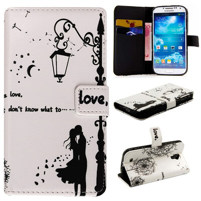 

Lovers and dandelion Design PU Leather Flip Cover Wallet Card Holder Case for SAMSUNG Galaxy S4 I9500