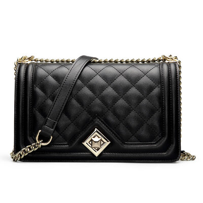 

Golf GOLF cowhide shoulder bag female fashion Lingge handbags classic chain diagonal package B5BV99842J black