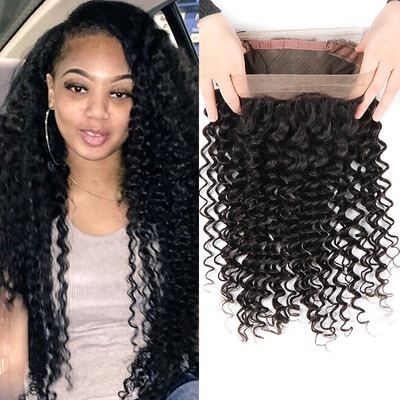

Pre Plucked 360 Lace Frontal Closure 7A Cambodian Deep Wave 360 Lace Virgin Hair Lace Frontals With Baby Hair Natural Hairline