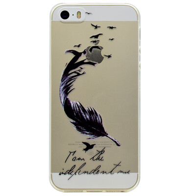 

Black feathers Pattern Soft Thin TPU Rubber Silicone Gel Case Cover for IPHONE 55S5SE