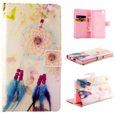 

Plumes and chimes Design PU Leather Flip Cover Wallet Card Holder Case for SONY Xperia Z5