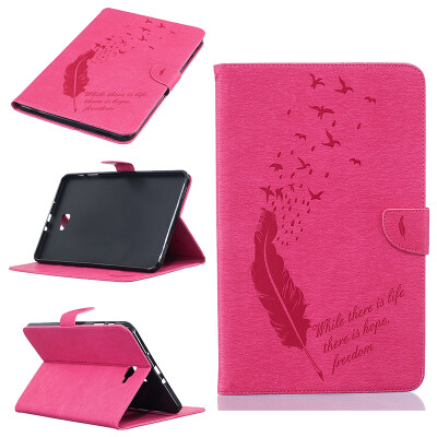 

Rose Red feathers Style Embossing Classic Flip Cover with Stand Function and Credit Card Slot for SAMSUNG GALAXY Tab A 10.1 T580N