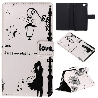 

Lovers and dandelion Design PU Leather Flip Cover Wallet Card Holder Case for HUAWEI P8 Lite