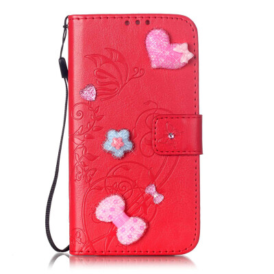 

Red Flower Design PU Leather Flip Cover Wallet Card Holder Case for SAMSUNG G386F