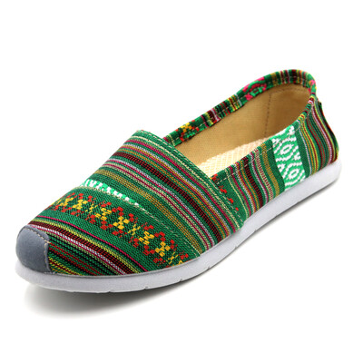

Cloth green old Beijing shoes shoes young students national wind lazy shoes flat stripes asymmetric casual shoes 53Y-5205 green 36 yards