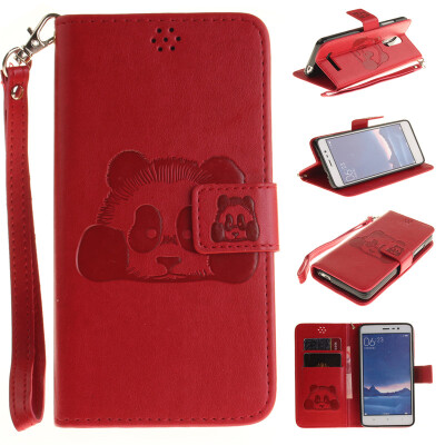 

Red Panda Style Embossing Classic Flip Cover with Stand Function and Credit Card Slot for XIAOMI RedMi Note3