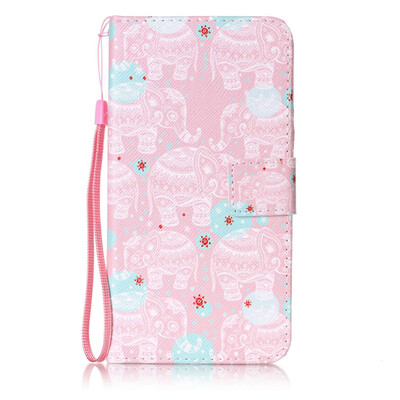 

Pink Elephant Design PU Leather Flip Cover Wallet Card Holder Case for LG Stylus LS770