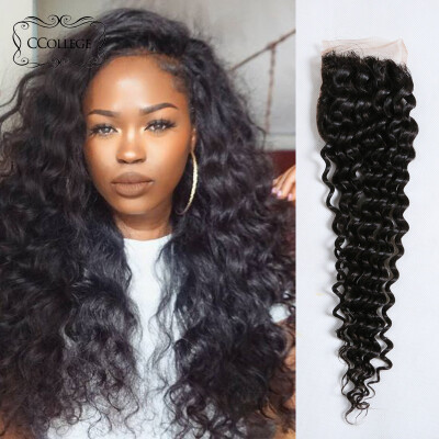 

8A Peruvian Deep Wave Closure Free Part Peruvian Virgin Hair Deep Wave Natural Color Closure Unprocessed Human Hair 8-30 Inch