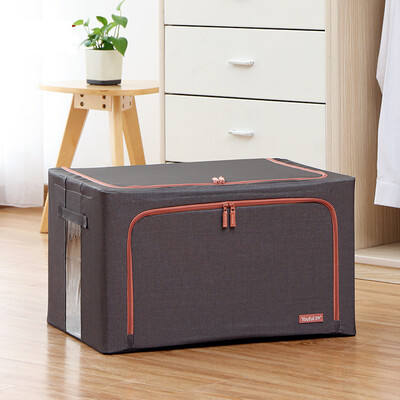 

Youfen large Oxford cloth storage box quilt clothing storage box 45MM steel frame foldable storage 88 liters rosewood