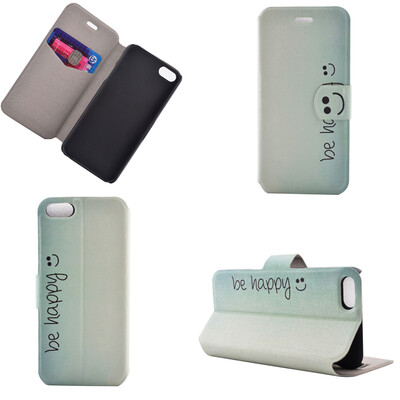 

Butterfly Smile Design PU Leather Flip Cover Wallet Card Holder Case for iPhone 5SSE