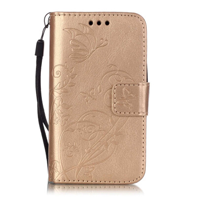 

Gold Flower Design PU Leather Flip Cover Wallet Card Holder Case for SAMSUNG S7EDGE