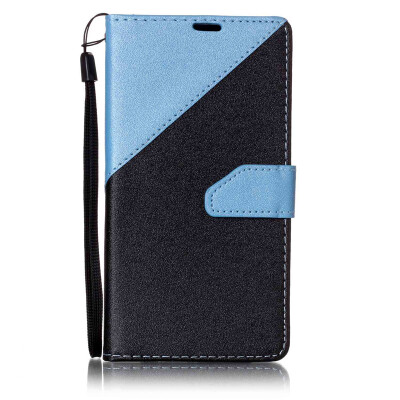 

Black + blue Design PU Leather Wallet Case Classic Flip Cover with Stand Function and Credit Card Slot for LG K7