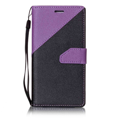 

Black + Purple Design PU Leather Wallet Case Classic Flip Cover with Stand Function and Credit Card Slot for Samsung Galaxy S6 Edg